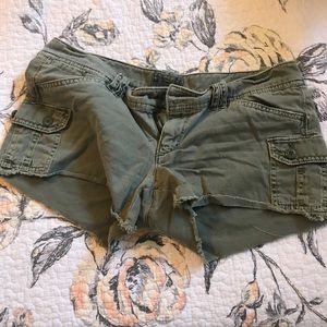 AE Army Green Distressed Shorts